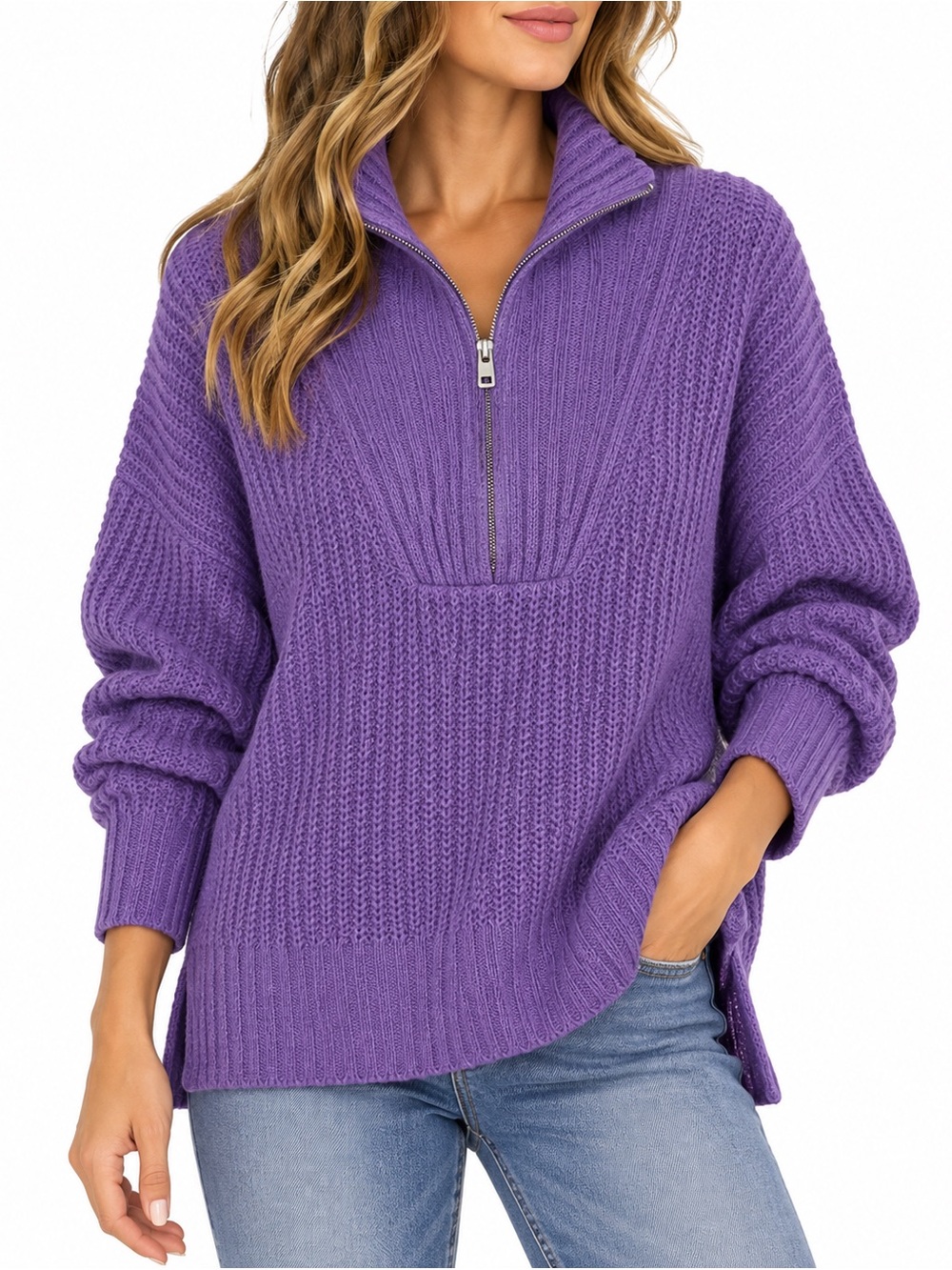 A.L.C. Everett half zip light purple pullover size medium
